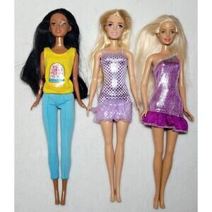 Lot 2 Barbie and 1 Fashion Doll Dressed Glitz Generation Girl Blonde Black Hair